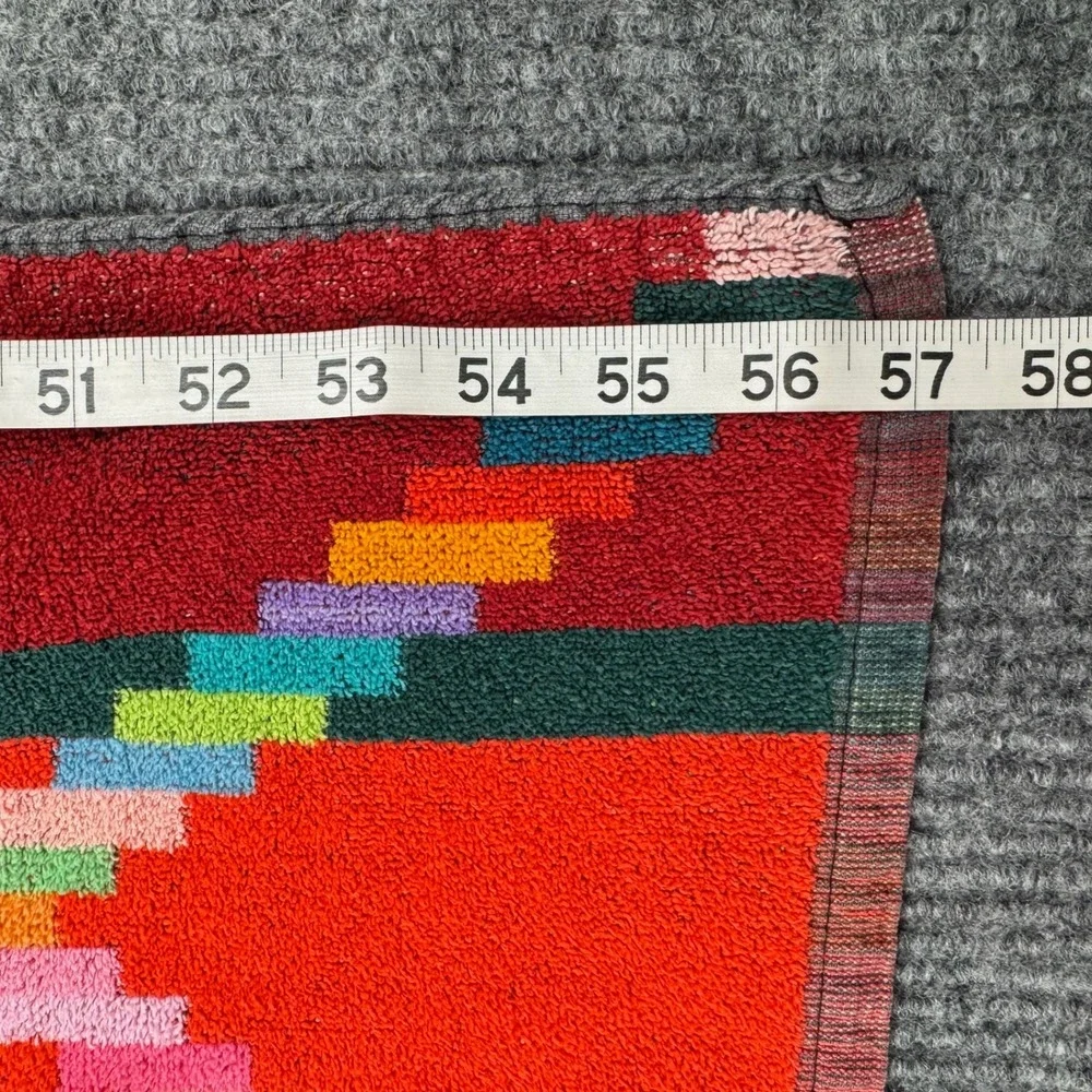Vtg 70s 80s Royal Terry Bath Towel Southwestern Geometric Red Rainbow Brazil